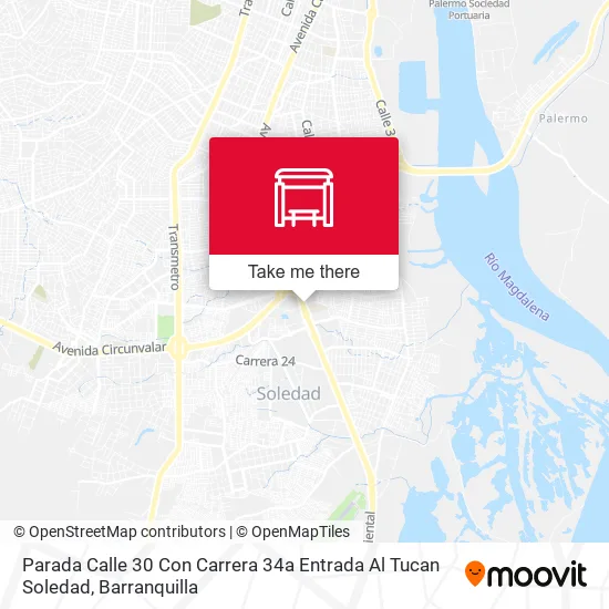 Mapa de Parada Calle 30 Con Carrera 34a Entrada Al Tucan Soledad