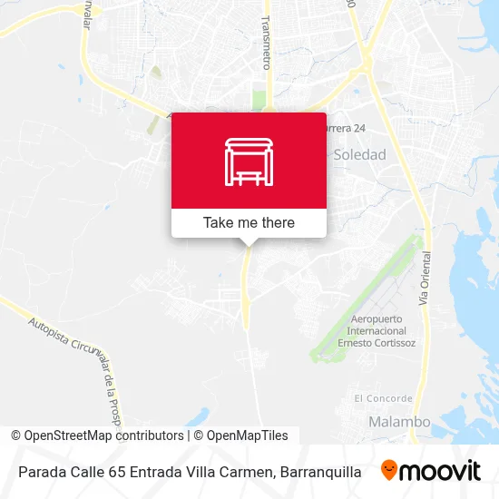 Mapa de Parada Calle 65 Entrada Villa Carmen