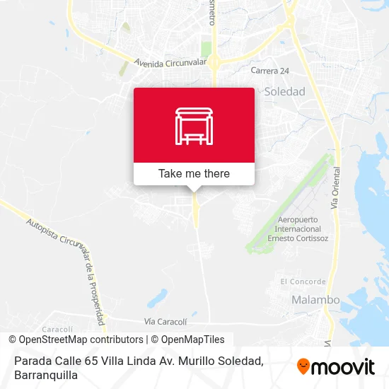 Mapa de Parada Calle 65 Villa Linda Av. Murillo Soledad
