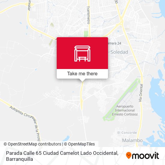 Mapa de Parada Calle 65 Ciudad Camelot Lado Occidental