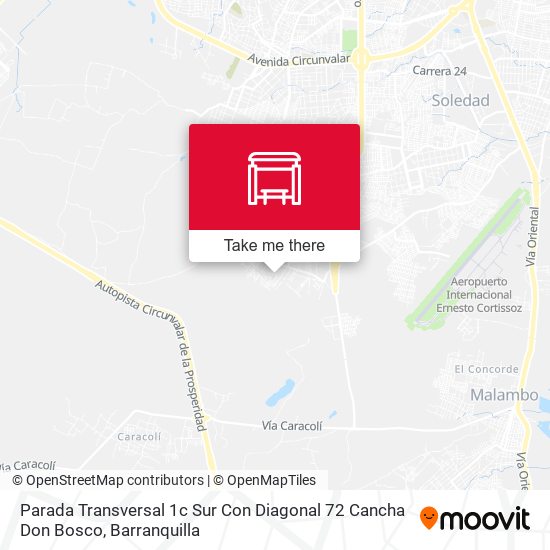 Mapa de Parada Transversal 1c Sur Con Diagonal 72 Cancha Don Bosco