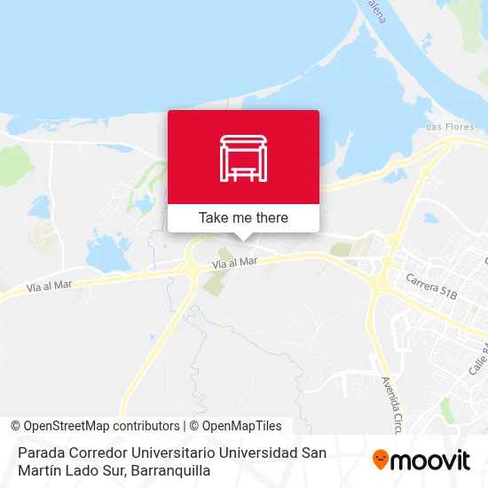 Mapa de Parada Corredor Universitario Universidad San Martín Lado Sur