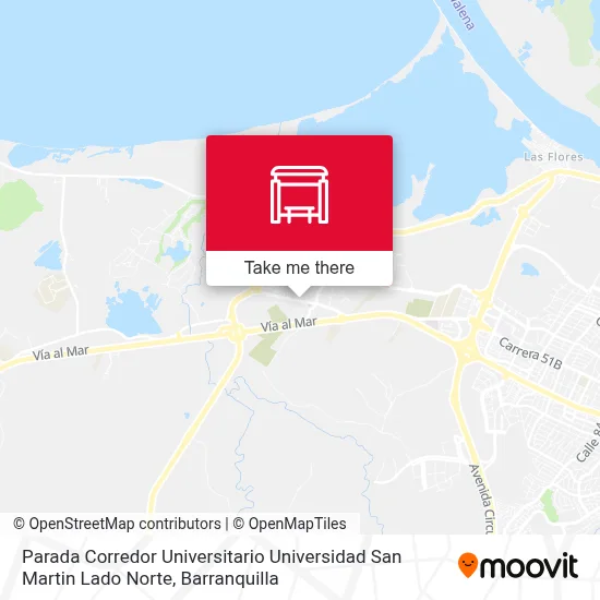 Mapa de Parada Corredor Universitario Universidad San Martin Lado Norte