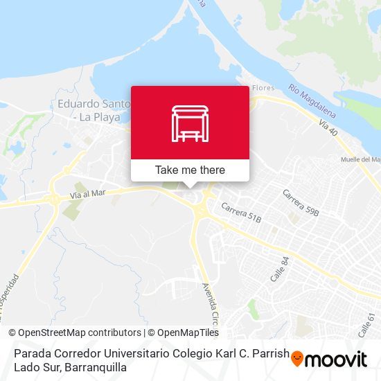 Parada Corredor Universitario Colegio Karl C. Parrish Lado Sur map