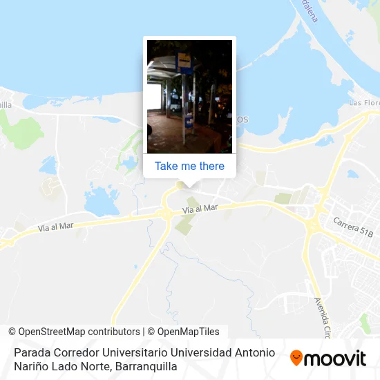 Mapa de Parada Corredor Universitario Universidad Antonio Nariño Lado Norte