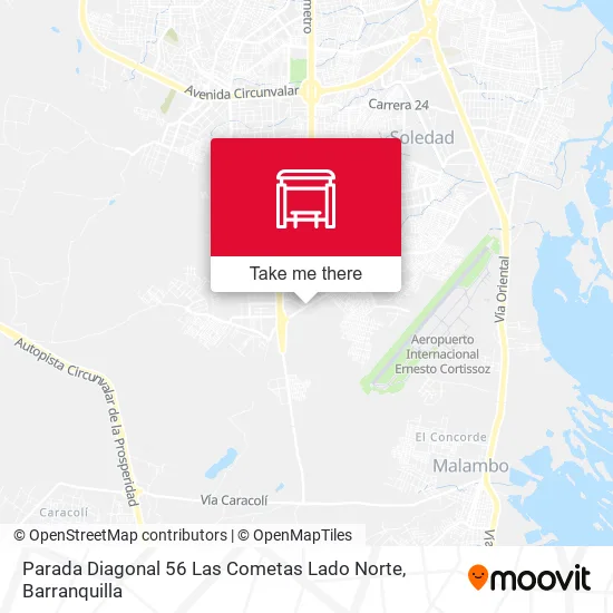 Mapa de Parada Diagonal 56 Las Cometas Lado Norte