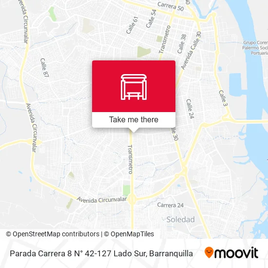 Mapa de Parada Carrera 8 N° 42-127 Lado Sur