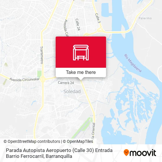 Parada Autopista Aeropuerto (Calle 30) Entrada Barrio Ferrocarril map