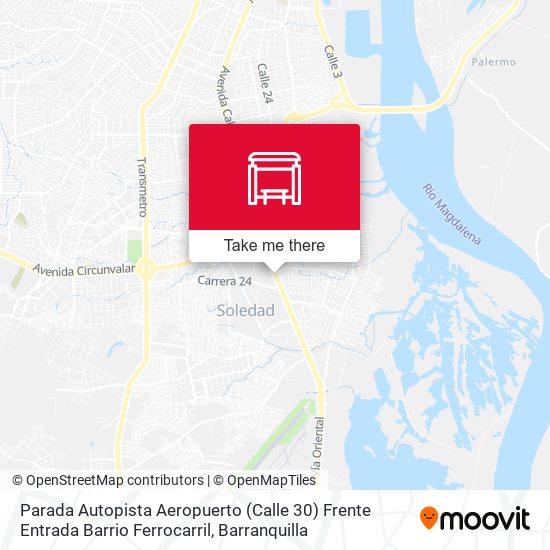 Mapa de Parada Autopista Aeropuerto (Calle 30) Frente Entrada Barrio Ferrocarril