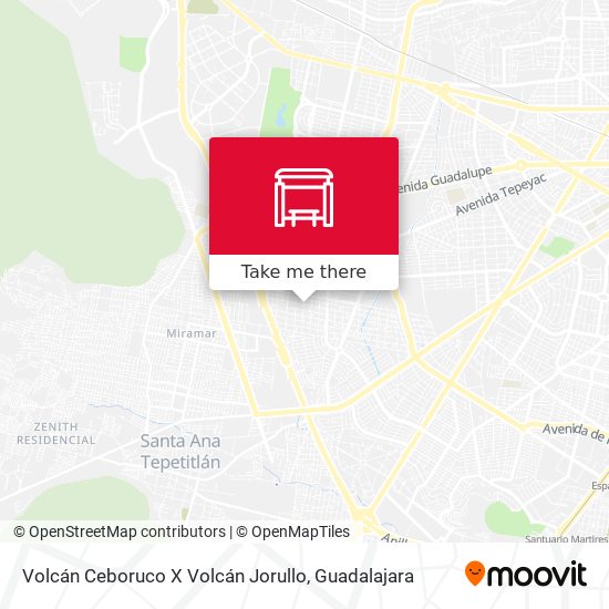 Mapa de Volcán Ceboruco X Volcán Jorullo
