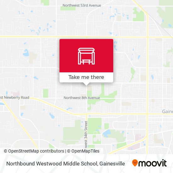 Northbound Westwood Middle School map