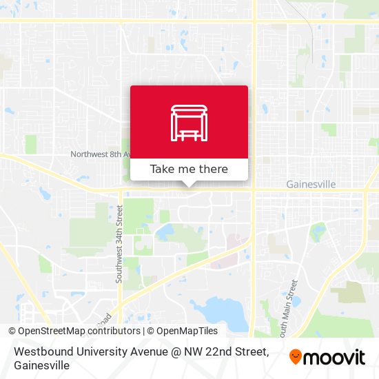 Westbound University Avenue @ NW 22nd Street map