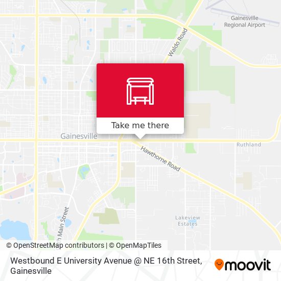 Mapa de Westbound E University Avenue @ NE 16th Street