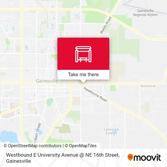 Mapa de Westbound E University Avenue @ NE 16th Street