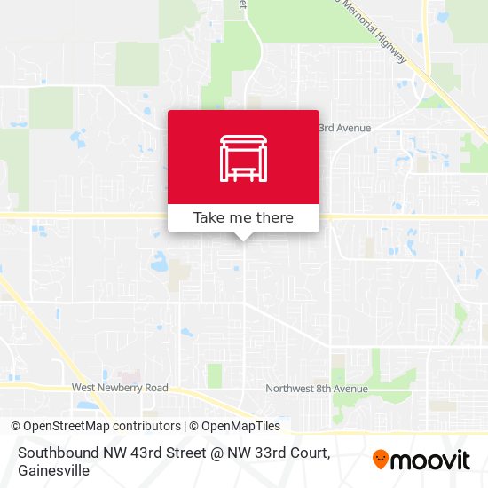 Mapa de Southbound NW 43rd Street @ NW 33rd Court