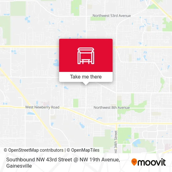 Mapa de Southbound NW 43rd Street @ NW 19th Avenue
