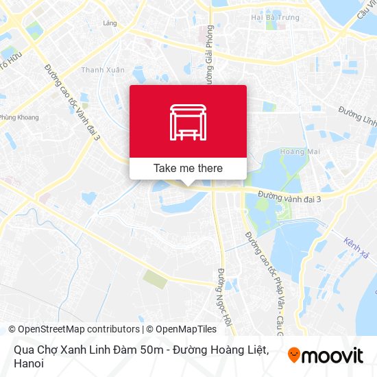 Qua Chợ Xanh Linh Đàm 50m - Đường Hoàng Liệt map