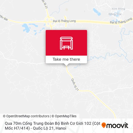 Qua 70m Cổng Trung Đoàn Bộ Binh Cơ Giới 102 (Cột Mốc H7 / 414) - Quốc Lộ 21 map