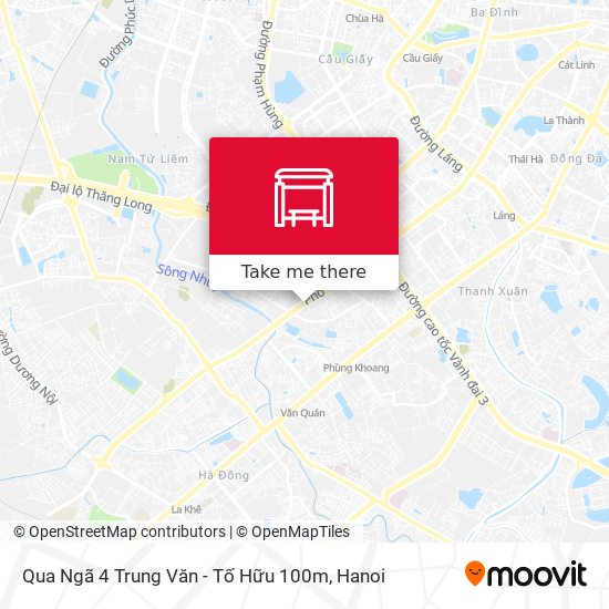 Qua Ngã 4 Trung Văn - Tố Hữu 100m map