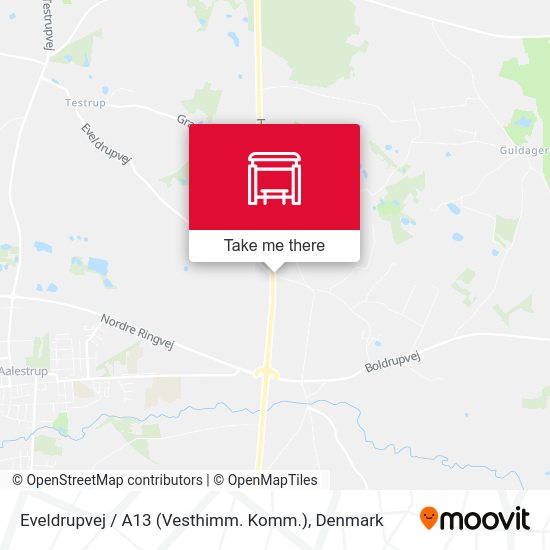 Eveldrupvej / A13 (Vesthimm. Komm.) map
