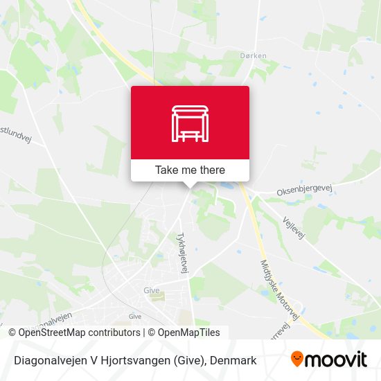 Diagonalvejen V Hjortsvangen (Give) map