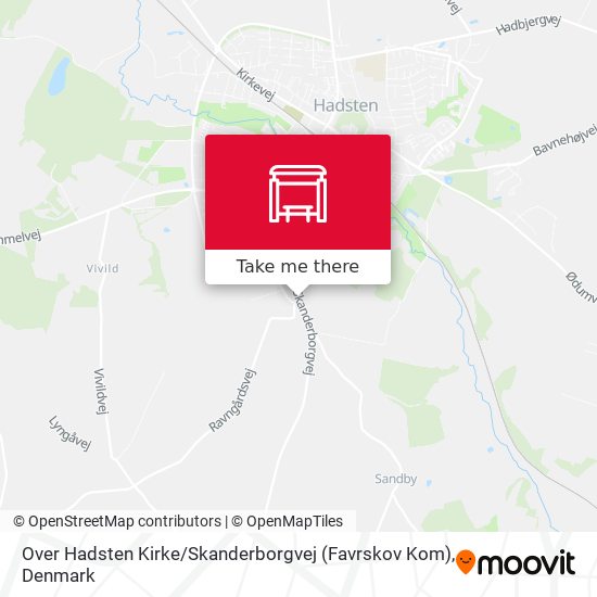 Over Hadsten Kirke / Skanderborgvej (Favrskov Kom) map