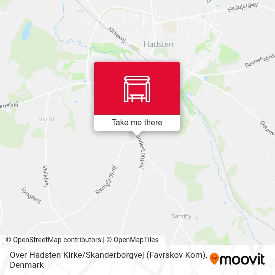 Over Hadsten Kirke / Skanderborgvej (Favrskov Kom) map