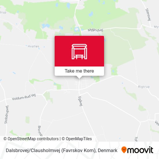 Dalsbrovej / Clausholmvej (Favrskov Kom) map