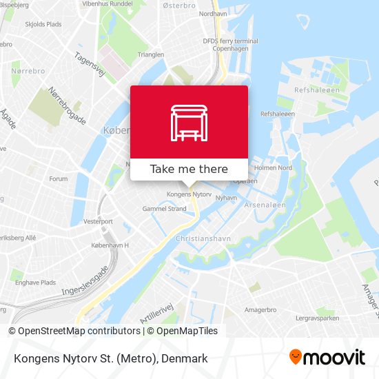 How to to Kongens Nytorv St. (Metro) in København by Bus, Train Metro?