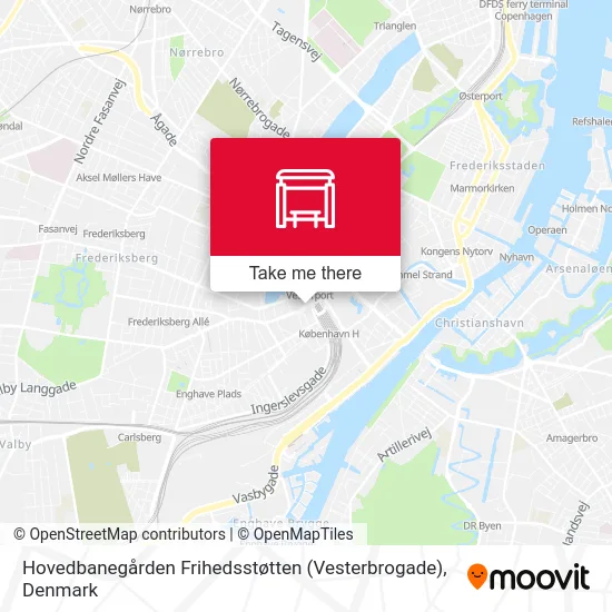 Hovedbanegården Frihedsstøtten (Vesterbrogade) map