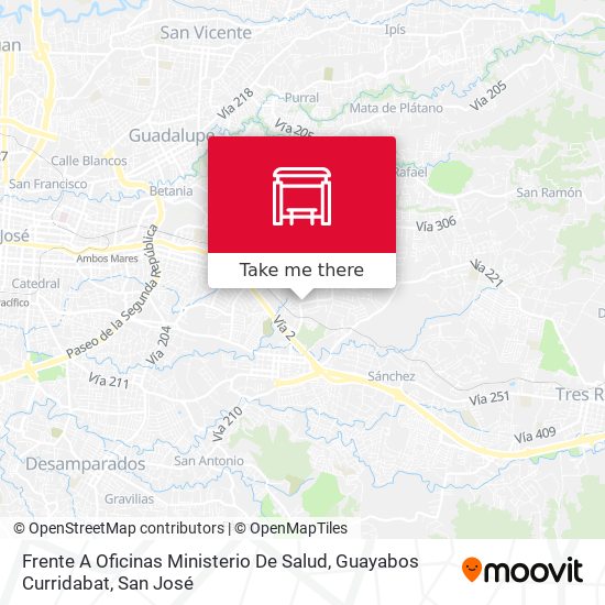 Frente A Oficinas Ministerio De Salud, Guayabos Curridabat map