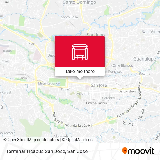 Mapa de Terminal Ticabus San José