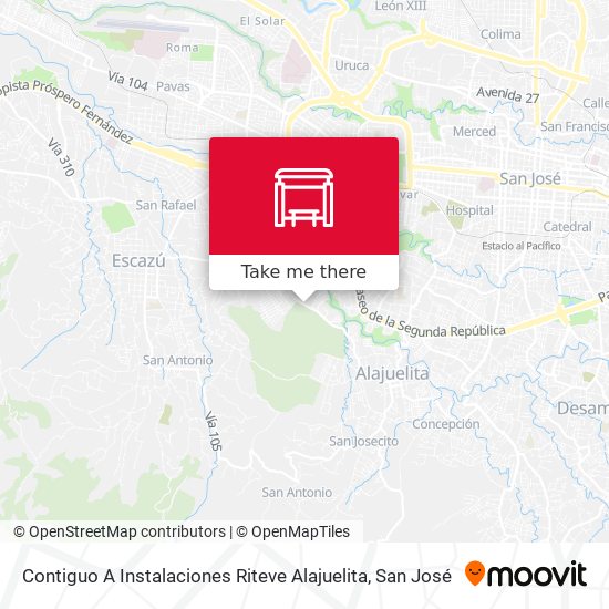 Contiguo A Instalaciones Riteve Alajuelita map