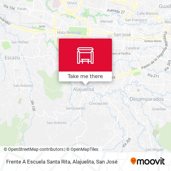 Frente A Escuela Santa Rita, Alajuelita map