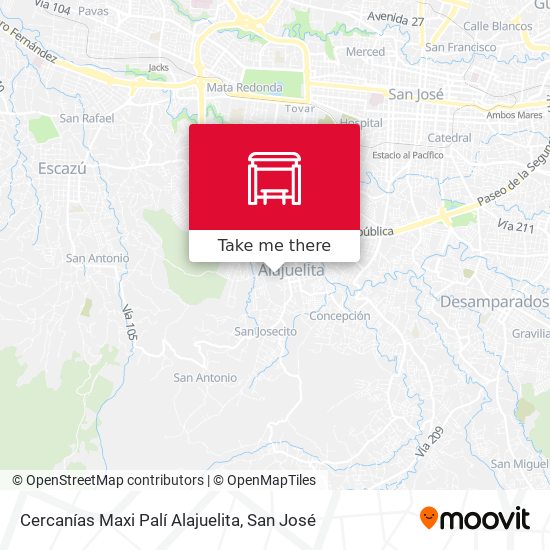 Mapa de Cercanías Maxi Palí Alajuelita