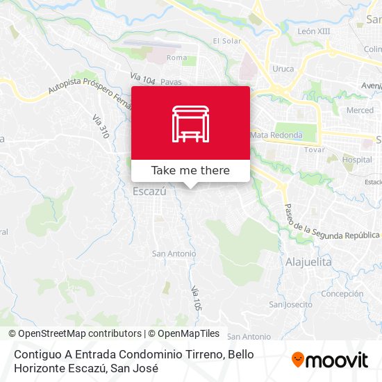 Contiguo A Entrada Condominio Tirreno, Bello Horizonte Escazú map