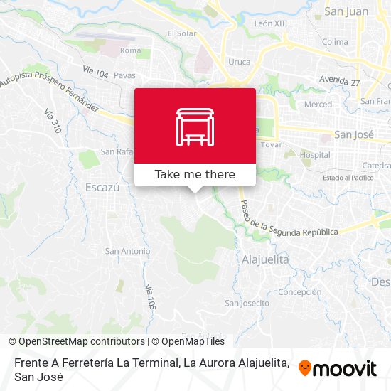 Frente A Ferretería La Terminal, La Aurora Alajuelita map