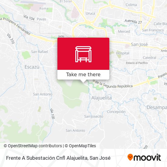 Frente A Subestación Cnfl Alajuelita map