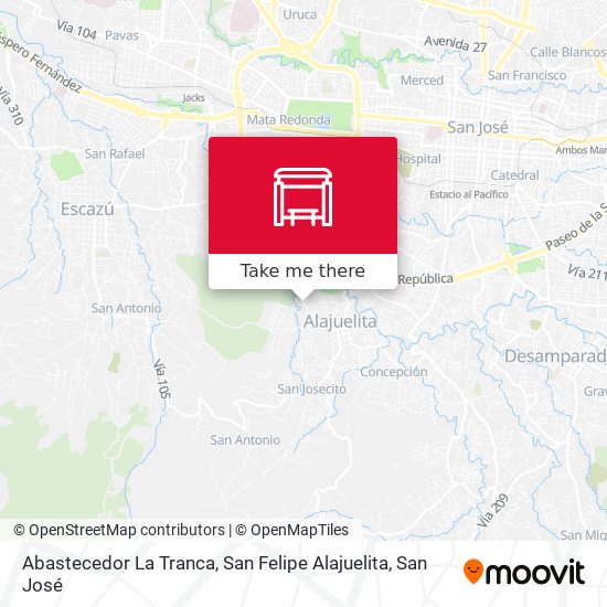Abastecedor La Tranca, San Felipe Alajuelita map