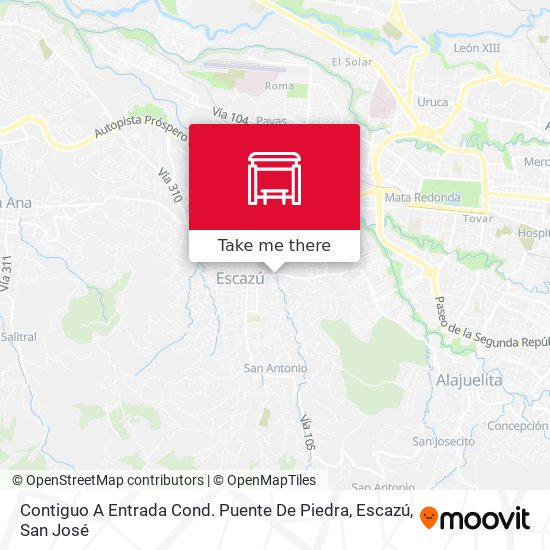 Mapa de Contiguo A Entrada Cond. Puente De Piedra, Escazú