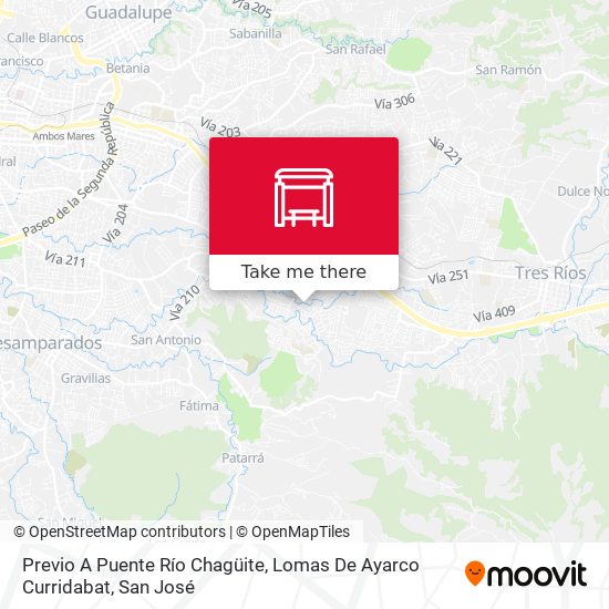 Previo A Puente Río Chagüite, Lomas De Ayarco Curridabat map