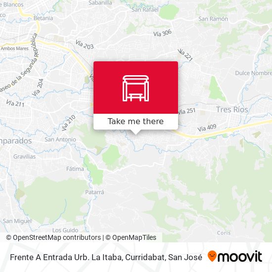 Frente A Entrada Urb. La Itaba, Curridabat map