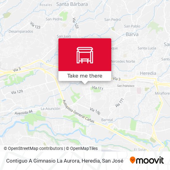 Mapa de Contiguo A Gimnasio La Aurora, Heredia