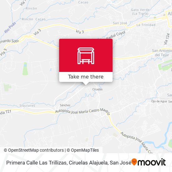 Primera Calle Las Trillizas, Ciruelas Alajuela map