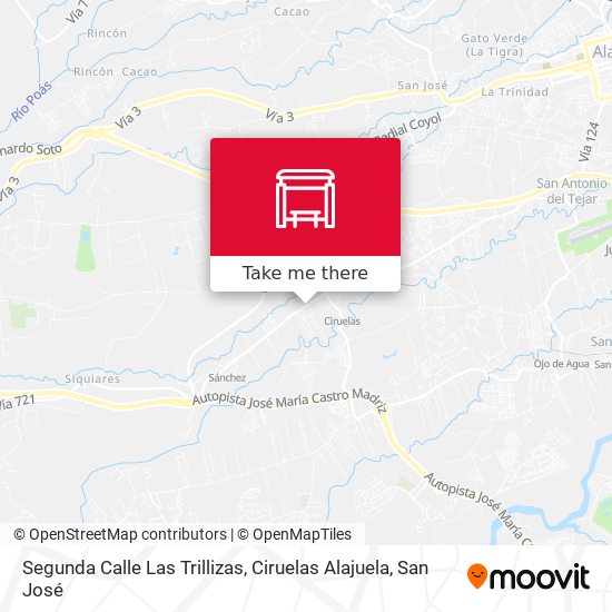 Mapa de Segunda Calle Las Trillizas, Ciruelas Alajuela