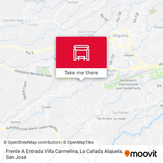 Frente A Entrada Villa Carmelina, La Cañada Alajuela map