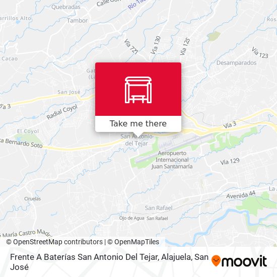 Frente A Baterías San Antonio Del Tejar, Alajuela map