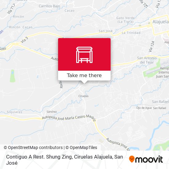 Mapa de Contiguo A Rest. Shung Zing, Ciruelas Alajuela