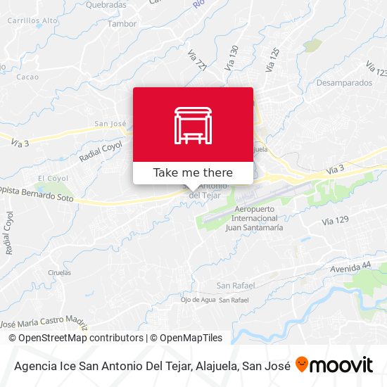 Mapa de Agencia Ice San Antonio Del Tejar, Alajuela