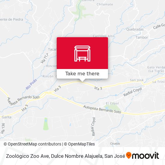 Mapa de Zoológico Zoo Ave, Dulce Nombre Alajuela